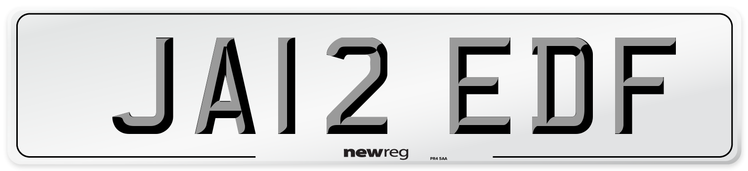 JA12 EDF Number Plate from New Reg